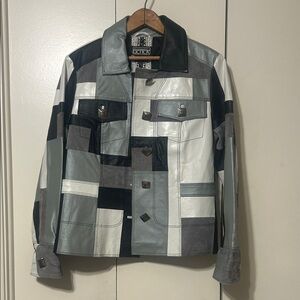 Berek Black and Gray Patchwork Leather Jacket